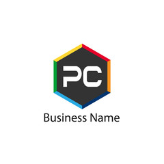 Obraz premium Initial Letter PC Logo Template Design