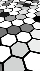 Black honeycomb with a gradient color. Perspective view on polygon look like honeycomb. Isometric geometry. 3D illustration