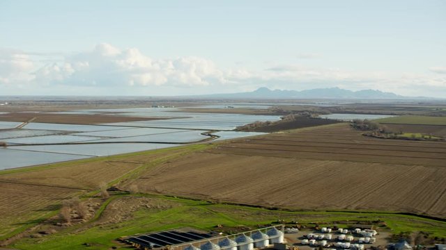 Aerial view of commercial rice growing fields Northern California