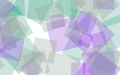 Obraz premium Multicolored translucent squares on white background. Green tones. 3D illustration