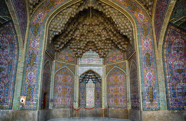 Fototapeta na wymiar Nasir-ol-Molk Mosque, the so-called Pink Mosque, Shiraz, Iran