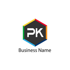 Initial Letter PK Logo Template Design