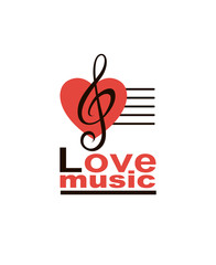 Fototapeta premium icon of music note treble clef with heart isolated on white background