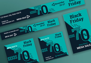 Black Friday Sale Web Banner Layouts with Geometric Elements