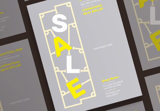 Black Friday Sale Poster Layouts with Yellow Elements