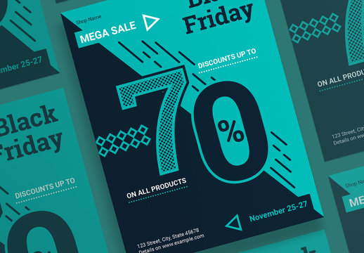 Black Friday Sale Poster Layout with Geometric Elements