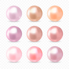 Beautiful realistic pink pearl collection. 