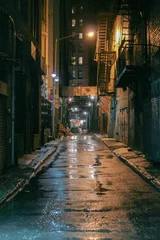 Peel and stick wall murals Narrow Alley night alley after rain