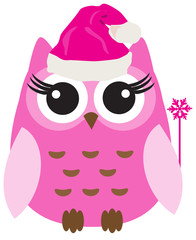 Vector Owl in Santa Hat