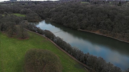 Roundhay Park aerial photo showing the fields and lake with playing fields, Taken at Roundhay Park Leeds, West Yorkshire