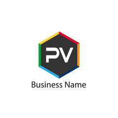 Obraz premium Initial Letter PV Logo Template Design