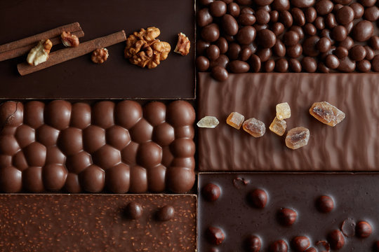 Close up of different chocolate bars