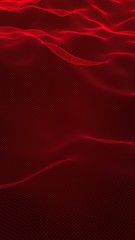 Abstract landscape on a red background. Cyberspace grid. Hi-tech network. Vertical image orientation. 3D illustration