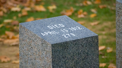 old tombstone in graveyard