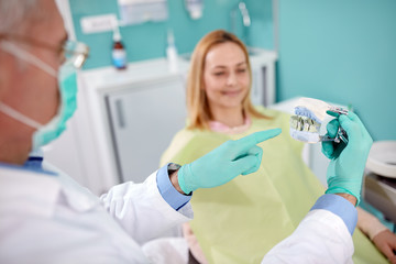 Close up of teeth model