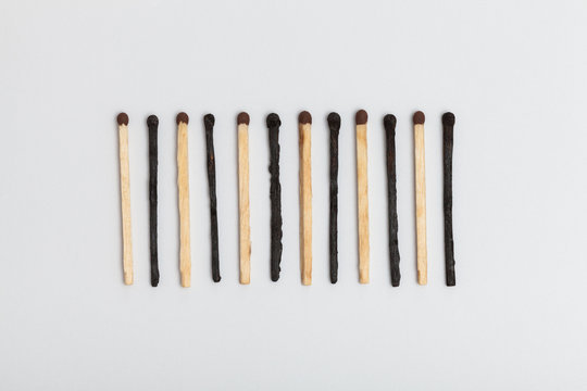 Matches forming sequence on slightly gray background