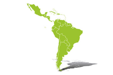 Silueta verde de Latinoamérica. 