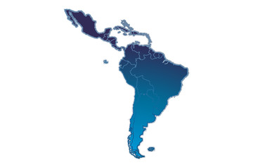 Silueta azul de Latinoamérica.  © Gabrieuskal
