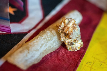 Natural copal resin white and gold color