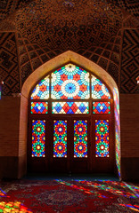 Naklejka na ściany i meble Nasir-ol-Molk Mosque, the so-called Pink Mosque, Shiraz, Iran