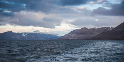 Northern sky and water of Svalbard