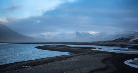 Northern sky and water of Svalbard
