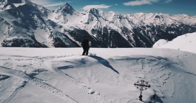 Drone Aerial top view of a Snow and Ski complex during Winter Season in Pila Station, Valle D'Aosta, Italy