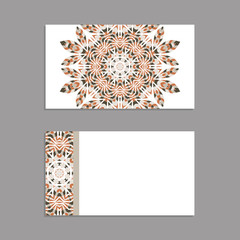 Templates for greeting and business cards, brochures, covers with floral motifs. Oriental pattern. Mandala. Invitation, save the date, RSVP.  Arabic, Islamic, turkish, asian, indian, african motifs.
