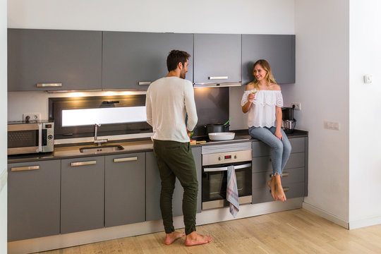 Loving people cooking meal together