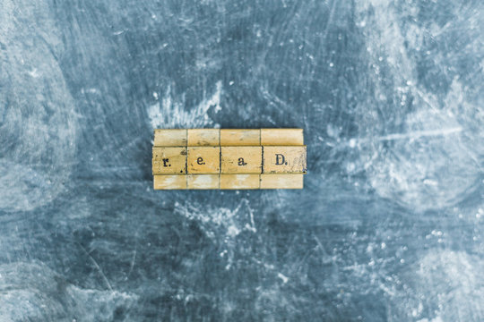 READ written with stamps