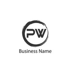 Initial letter PW Logo Template Design