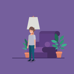 teenager boy in livingroom
