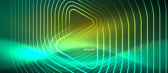 Color shiny neon lights background with abstract lines