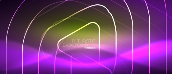 Color shiny neon lights background with abstract lines