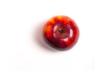 Fototapeta na wymiar red apple on white background view from above