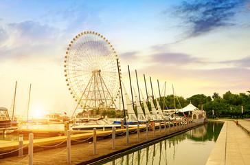 Ferris wheel and blue sky