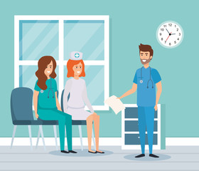 medical staff in consulting room