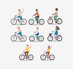 Fototapeta premium group of people on bicycle