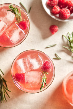 Iced alcoholic free mocktails in rocks.