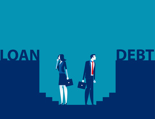 Risks of doing business. Concept business vector illustration, Loan and Debt, Direction, Looking and Analysis.