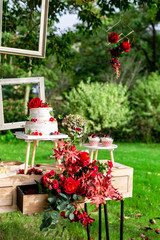 Obraz premium Cake and dessert at an outdoor wedding in China