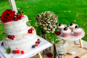 Cake and dessert at an outdoor wedding in China