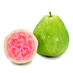 Ripe guava on white background