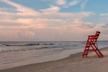 Lifeguard Chair on the Beach in the Early Morning, St Simons Island, GA