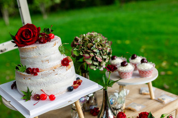 Cake and dessert at an outdoor wedding in China
