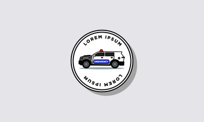 Emergency SUV Car Vector Illustration Badge Flat Style Design