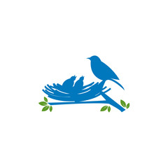 birds family in love logo design