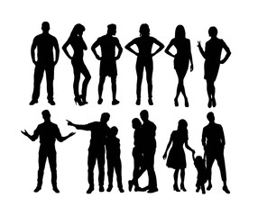 Standing and Activity People Silhouettes, art vector design