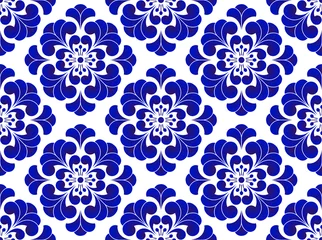 Zelfklevend Fotobehang blue flower pattern © flworsmile