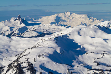 A scenic landscape of the ski resort of Whistler that offers great skiing for all to enjoy in the winter months